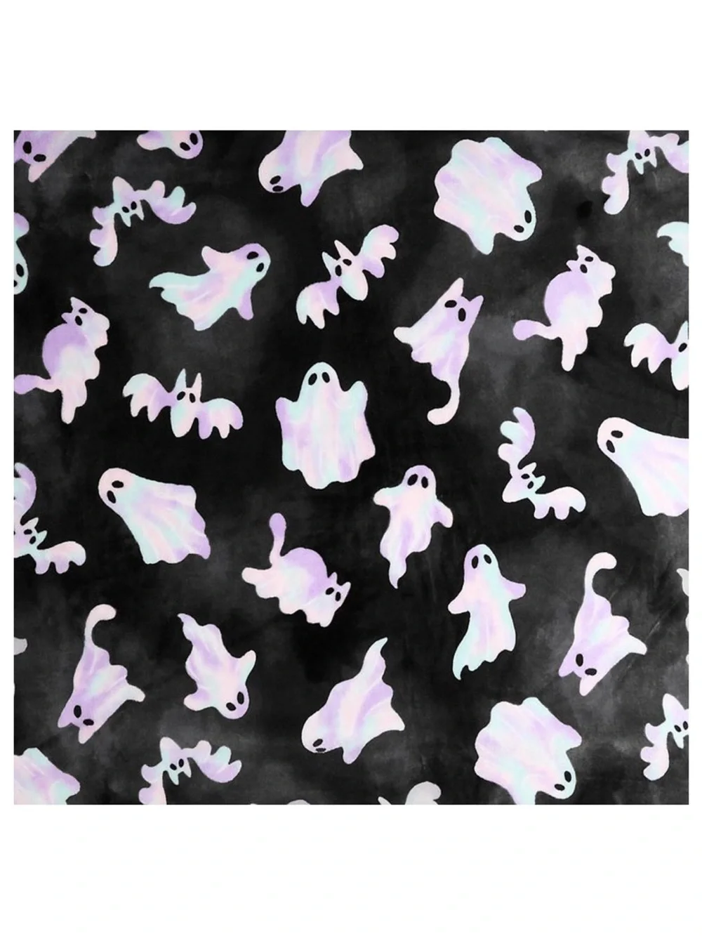 NWT-Black w/ Iridescent Ghosts, Bats, Cats & Dogs- Oversized Throw Blanket 60x72